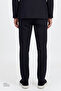 Men's Navy Blue Slim Fit Mono Collar Suit with Pocket and Seersucker Pattern, Flexible and Stretchable - 6