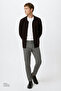 Men's Grey-Blue Cotton Slim Fit Slim Fit Dobby 5-Pocket Flexible Trousers - 4