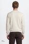 Men's Ecru Cotton Standard Fit Regular Cut Crew Neck Knitwear Sweater - 5