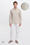 Men's Khaki-White 100% Cotton Comfort Fit Relaxed Cut Button-Down Collar Striped Shirt - 2