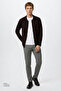 Men's Grey-Blue Cotton Slim Fit Slim Fit Dobby 5-Pocket Flexible Trousers