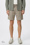Men's Khaki Cotton Standard Fit Regular Cut Tie-Waist Side Pocket Sports Knitted Shorts - 2