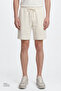Men's White Cotton Standard Fit Regular Cut Tie-Waist Knitted Sports Shorts with Side Pockets - 2