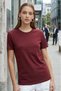 Unisex Slim Fit Slim Fit 100% Cotton Soft Textured Burgundy Crew Neck T-Shirt - 2