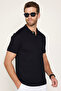 Men's Slim Fit Narrow Cut Cotton Soft Texture Breathable Fabric Non-Rash Collar Black Polo collar Shirt - 3