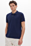 Navy Blue Cool Slim Fit Cotton Polo Collar Men's T-Shirt - 5