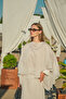 Women's Piece Detail Belted Suit Cream - 4