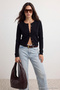 Wardrobe Essentials Siyah Düğme Detaylı Pamuklu Basic Triko Hırka | TWOAW26HI00001 - 2