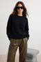 Wardrobe Essentials Black Wool Premium Yarn Basic Wide Fit Knitwear Sweater |   Twoaw26Kz00065 - 4