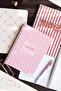 A5 Spiral Cardboard Cover Set of 4 Lined School Notebooks 80 Sheets - Pink with Lesson Schedule - 5
