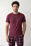 Claret Red Hero Printed Short Sleeve Men's Pajama Set - 6