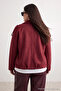 Burgundy Regular Suede Plus Size Coat Twoaw26Aw00024 - 5