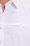 Men's Slim Fit Long sleeve Sleeve %100 Cotton Linen Texture White Shirt - 6