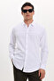 Men's Slim Fit Long sleeve Sleeve %100 Cotton Linen Texture White Shirt