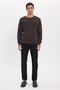 Men's Standard Fit Regular Cut Crew Neck Honeycomb Patterned Brown Knitwear Sweater - 2