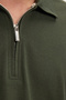 Men's standard fit regular cut cotton long sleeve zippered khaki polo collar sweatshirt - 7