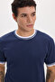 Men's Regular Fit Comfortable Cut Crew Neck 100% Cotton Navy Blue T-Shirt - 5
