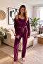 Plum Garnet Exclusive Velvet Women's Pajama Set with Robe - 8