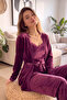 Plum Garnet Exclusive Velvet Women's Pajama Set with Robe - 4