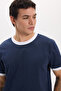 Men's Regular Fit Classic Cut 100% Cotton Short Sleeve Crew Neck Navy Blue T-Shirt - 3