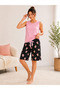 Women's Sleeveless Viscose Fabric Pajama Set with Bermuda Shorts - 2