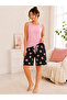 Women's Sleeveless Viscose Fabric Pajama Set with Bermuda Shorts