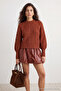 Tan Soft Textured Hair Braided Knitwear Sweater Twoaw21Kz0109 - 3