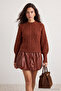 Tan Soft Textured Hair Braided Knitwear Sweater Twoaw21Kz0109