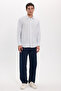 Men's Regular Fit Classic Cut Long Sleeve Muslin Fabric Blue Shirt - 2