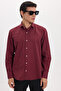 Men's Regular Fit Classic Cut Cotton Easy-Iron Dobby Claret Red Shirt