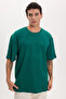 Unisex Oversize Wide Cut 100% Cotton Soft Textured Basic Crew Neck Green T-Shirt - 3