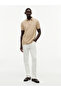 Men's Woven Polo Collar Short Sleeve Casual Beige T-Shirt - 4