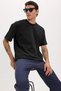 Men's Boxy Fit Loose Cut 100% Cotton Crew Neck Black T-Shirt - 4