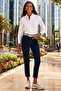 Women's Slim Fit Slim Fit Long Sleeve Cotton Body Fitting Textured White Basic Shirt - 2