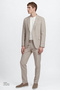 Men's Beige 100% Linen Extra Slim Fit Tie-Waist Suit with Flap Pockets - 2