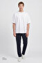 Men's White Cotton Pique Breathable Anti-Sweat Fabric Oversize Fit Comfortable Cut Crew Neck T-Shirt - 3