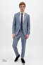 Men's Blue Wool Slim Fit Tuxedo Suit with Swallow Collar and Flap Pockets - 2