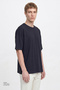 Men's Navy Blue Cotton Pique Breathable Anti-Sweat Fabric Oversize Fit Comfortable Cut Crew Neck T-Shirt - 4