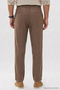 Men's Relax Fit Comfortable Cut 100% Cotton Wide Leg Linen Fabric Double Pocket Brown Trousers - 6