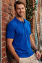 Men's Slim Fit Slim Fit Cotton Soft Textured Cool Fabric Plain Cobalt Blue Polo Neck T-Shirt