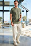 Men's Slim Fit Slim Fit Cotton Soft Texture Lycra Stretchy Fabric Basic Green Crew Neck T-Shirt - 2