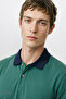 Men's Green-Navy Blue 100% Cotton Slim Fit Polo Collar T-Shirt - 3
