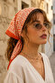وشاح نسائي مزدوج برتقالي متعدد الألوان مقاس 50*50 سم TAKSS26FU00036 - 2