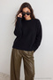 Wardrobe Essentials Black Wool Premium Yarn Basic Wide Fit Knitwear Sweater |   Twoaw26Kz00065 - 2