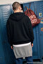 Siyah Oversize/Geniş Kesim Kapüşonlu Fermuarlı Şardonsuz Sweatshirt-Hırka TMNAW22SW0620 - 6
