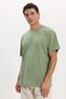 Men's Boxy Fit Loose Fit 100% Cotton Crew Neck Green T-Shirt - 9