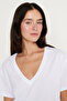 Women's White 100% Premium Cotton Soft Textured Anti-Sweat V-Neck T-Shirt - 7