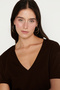 Women's Brown 100% Cotton Soft Textured Anti-Sweat V-Neck T-Shirt - 8