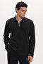 Men's standard fit regular cut cotton long sleeve zippered black polo collar sweatshirt - 3