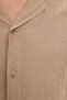 Men's Oversize Wide Cut 100% Cotton Striped Short Sleeve Lapel Collar Brown Shirt - 5